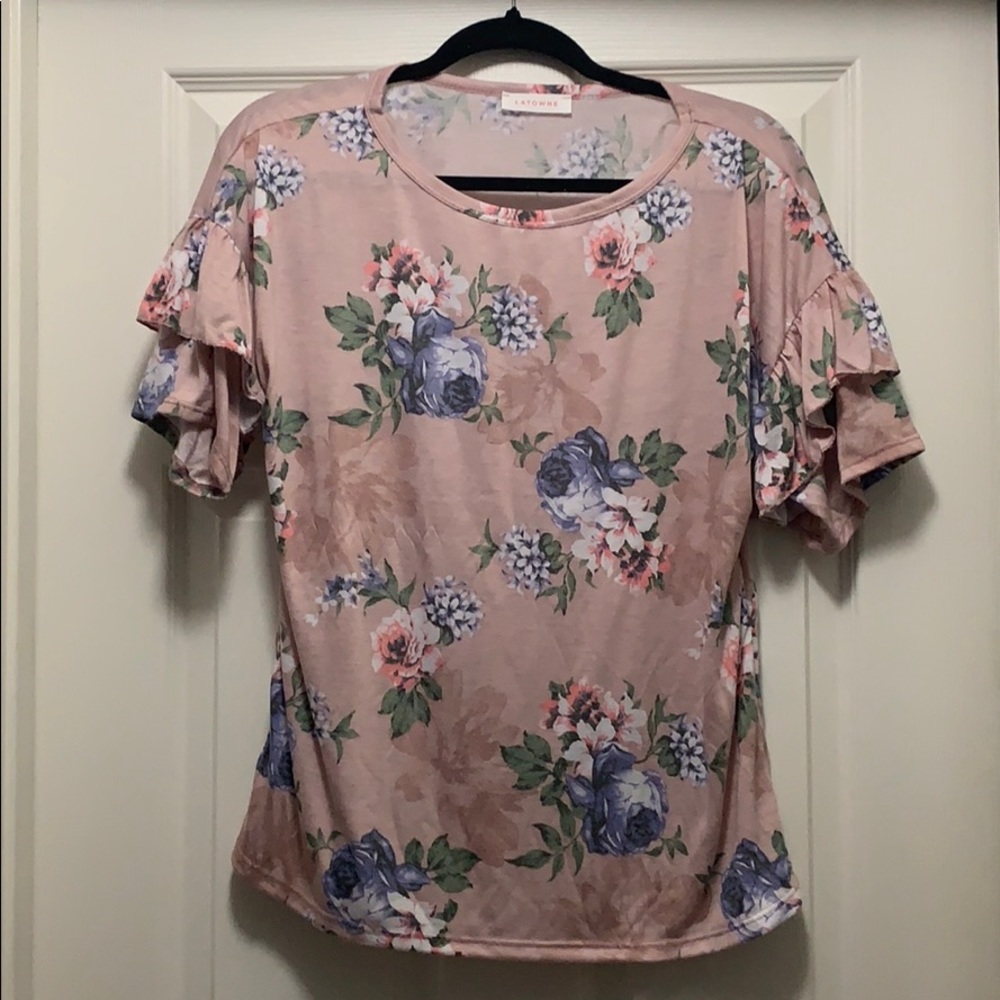 NWOT Soft Pink Floral Top